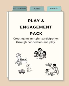 Play & Engagement Pack cover featuring children engaged in independent, peer, and adult-supported play activities.