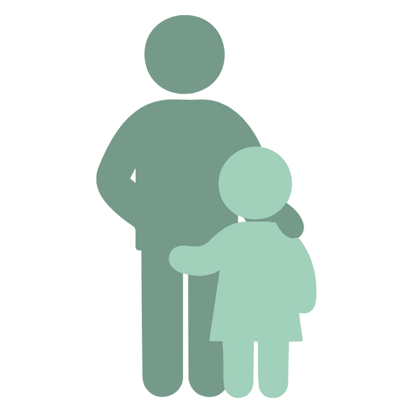 silhouette adult standing with child